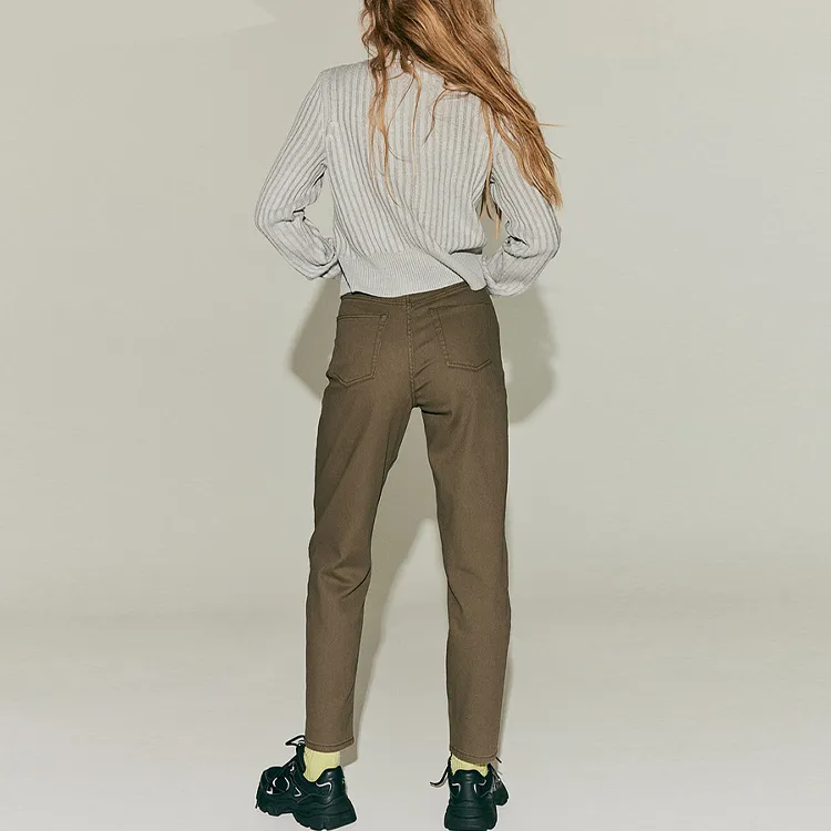 H&M Casual Pants Women's Dark Khaki Green-1