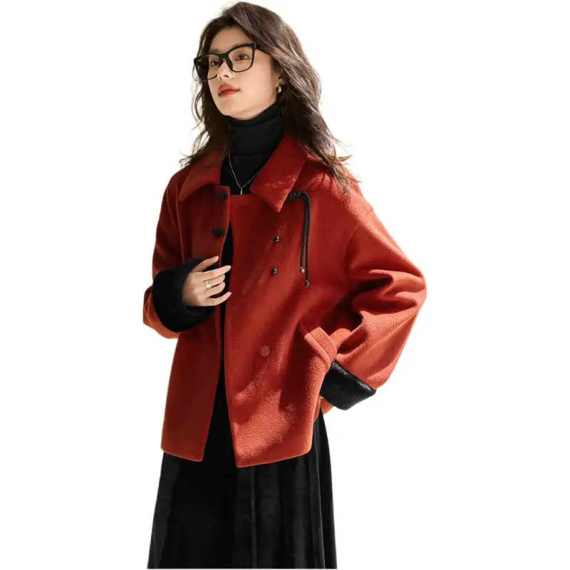 Mo Han Yi Mei Jackets Coats Women's Brick Red-4