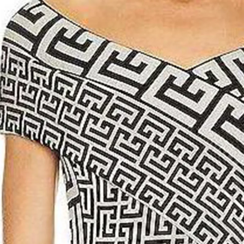 BALMAIN Monogrammed Denuded Shoulder Mini Dress-1