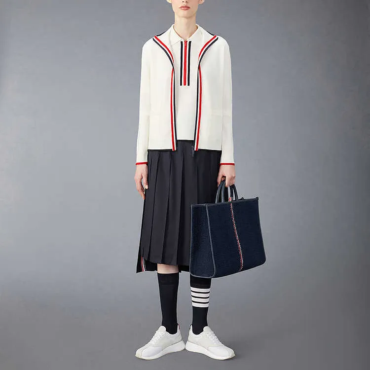 THOM BROWNE RWB stripe Virgin Wool Dress-3