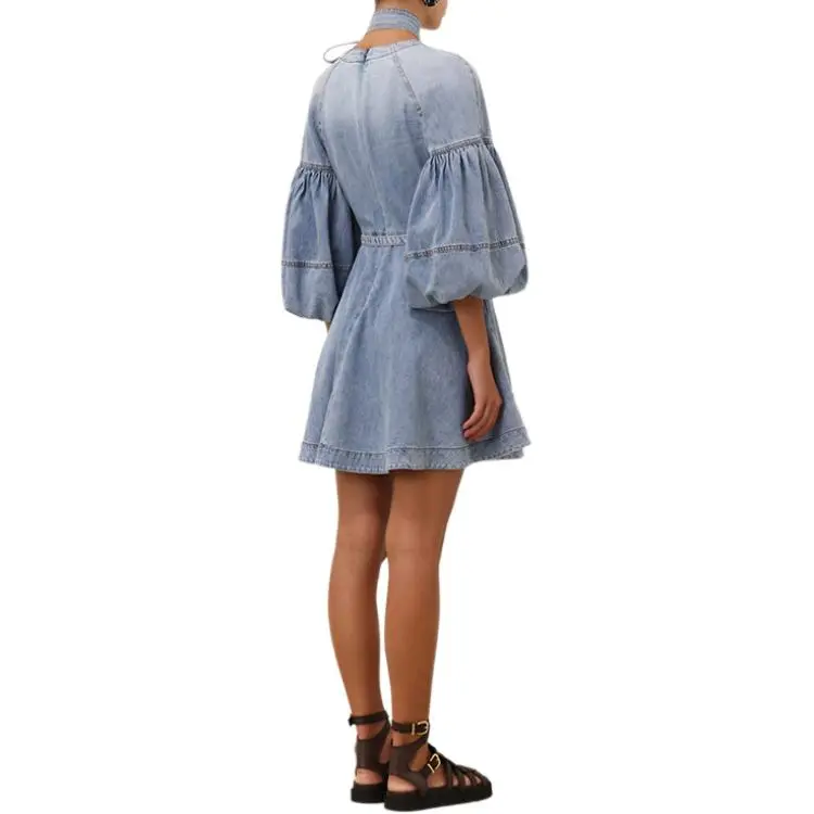 Zimmermann SS25 Long Sleeved Dresses Women's Sea Blue-3