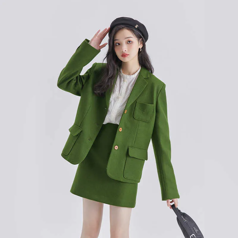 DEAR DEER PUFF Business Suit Women's Green-1