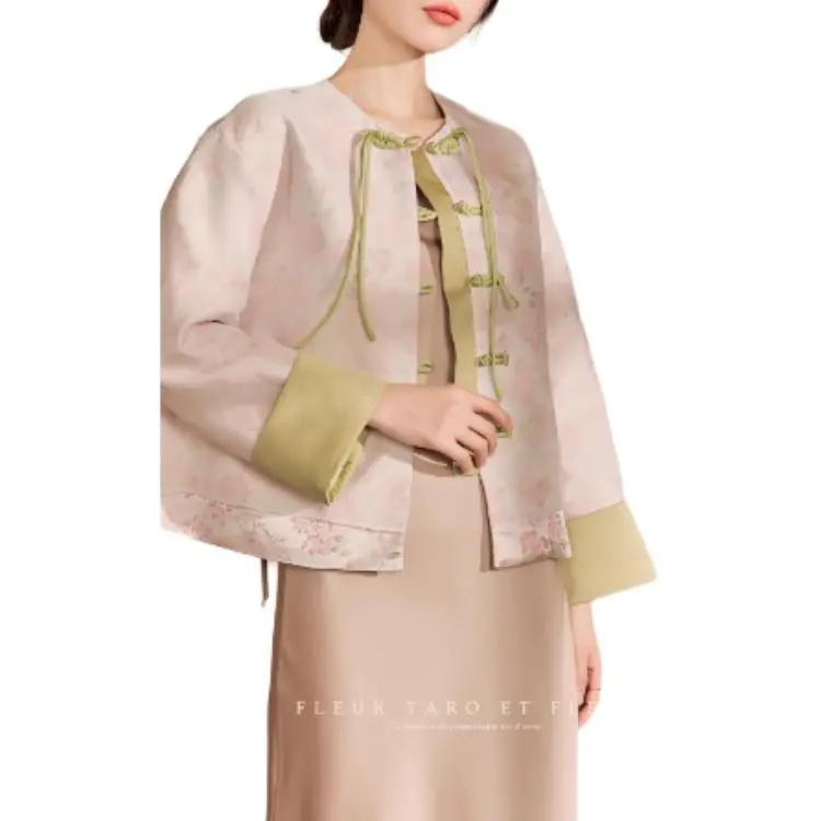 QIAOYUHUAZUN Jackets Coats Women's Pink Green-7