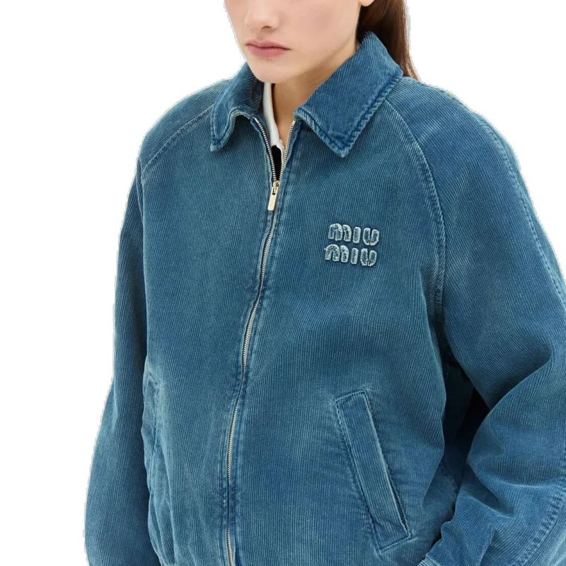 MIU MIU Washed Corduroy Jacket Azzurro-4