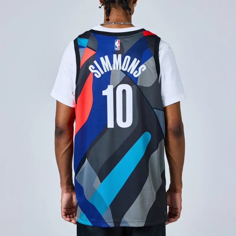 Nike x KAWS Basketball Jersey City Edition 2023/24, Brooklyn Nets, Simmons Size 10 Men's Black-2