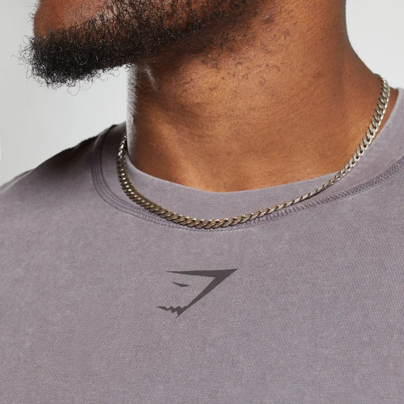 GYMSHARK HERITAGE WASHED T SHIRT T Shirt Men's Dusty Purple-4