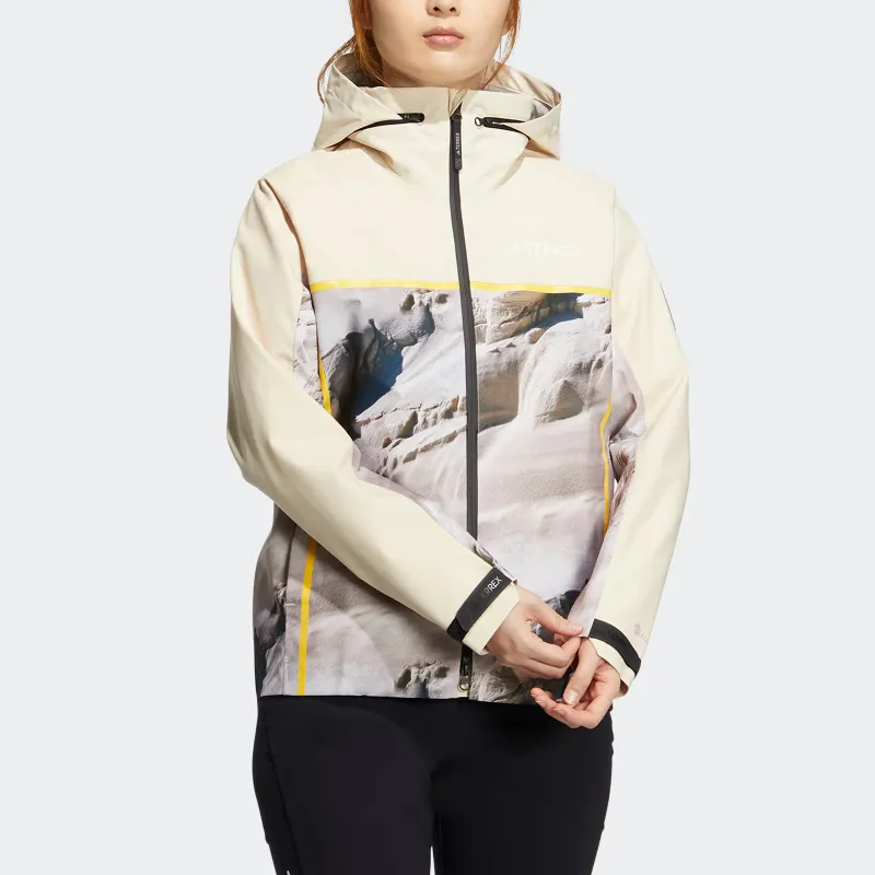 Adidas Outdoor Hiking Water-Resistant Windproof Other Windbreaker Jacket Women's Earth Yellow-4