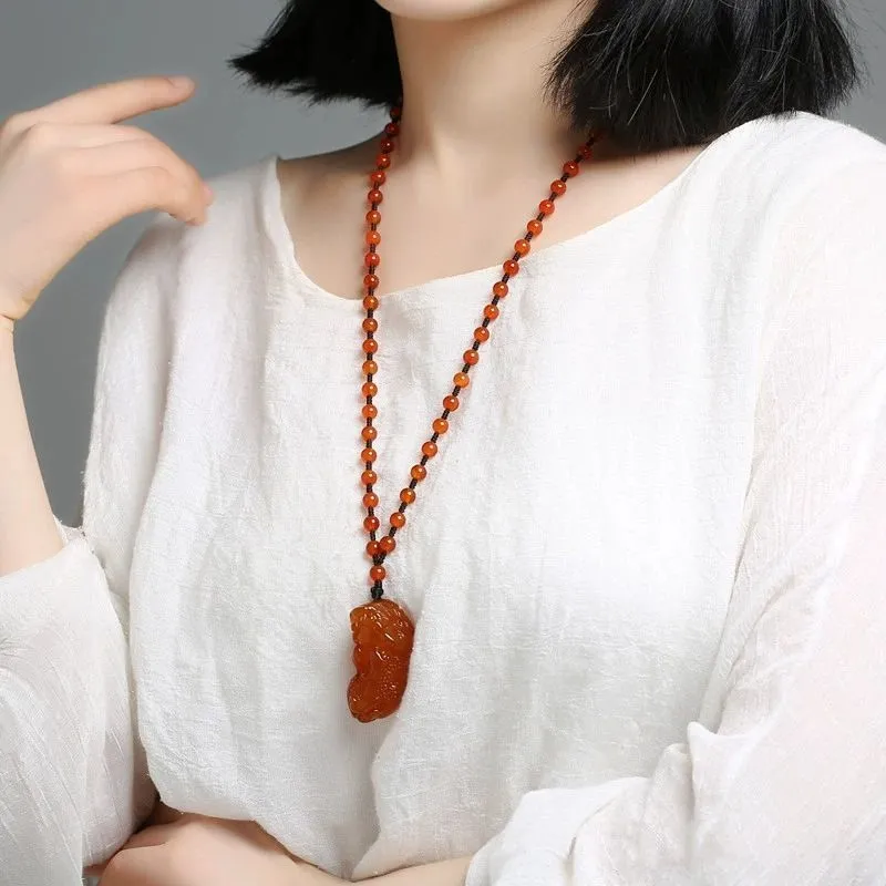 JUNWEN Chalcedony Necklaces Unisex-2