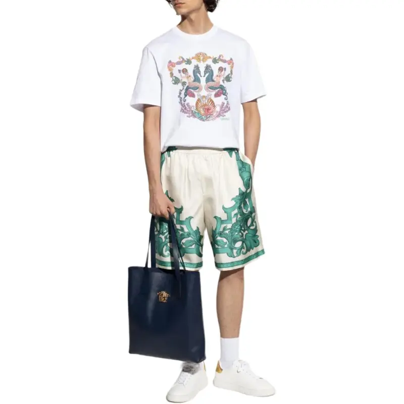 VERSACE Baroque Print Silk Shorts-1