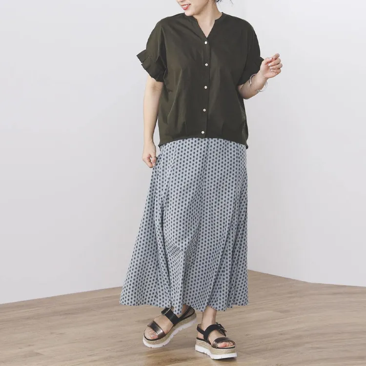Beams Casual Long Skirts Women's Gray Black-1