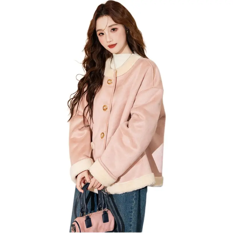 Tonlion Velvet feel Coat Women's Light Pink-7