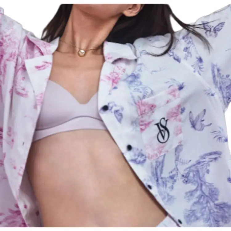 Victoria's Secret Pajama Set Women's Pink Purple Multicolor Print-3