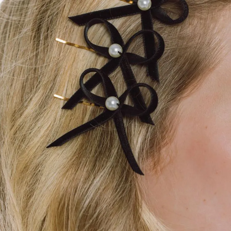 Jennifer Behr Kenna Bow Bobby Pin Set Of Three-2