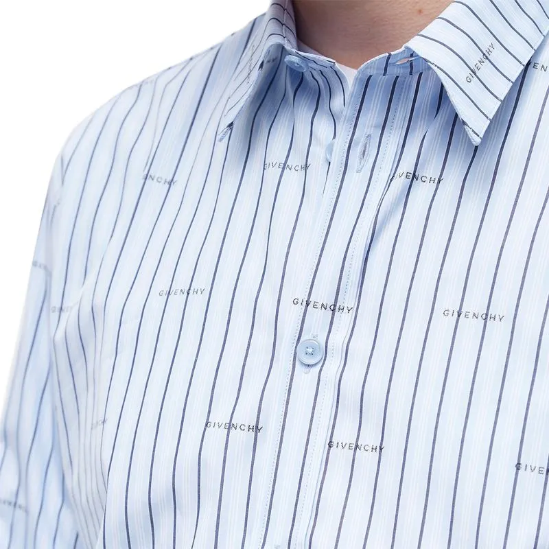 Givenchy Logo Print Striped Long Sleeve Shirt-4