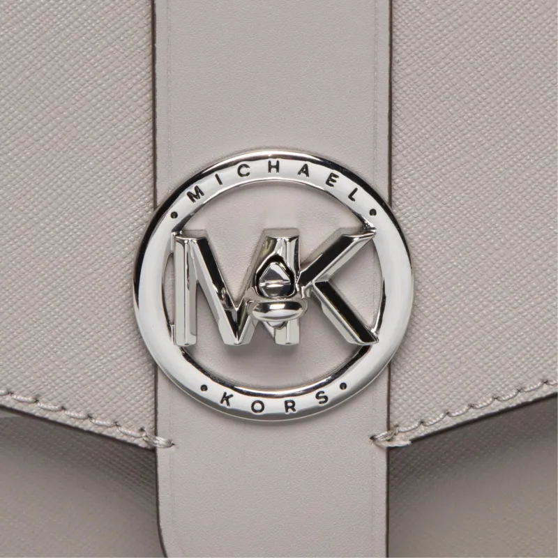 MICHAEL KORS Greenwich Saffiano Leather Shoulder Bag, Crossbody Bag, Handbag Medium Size Women's Gray-5