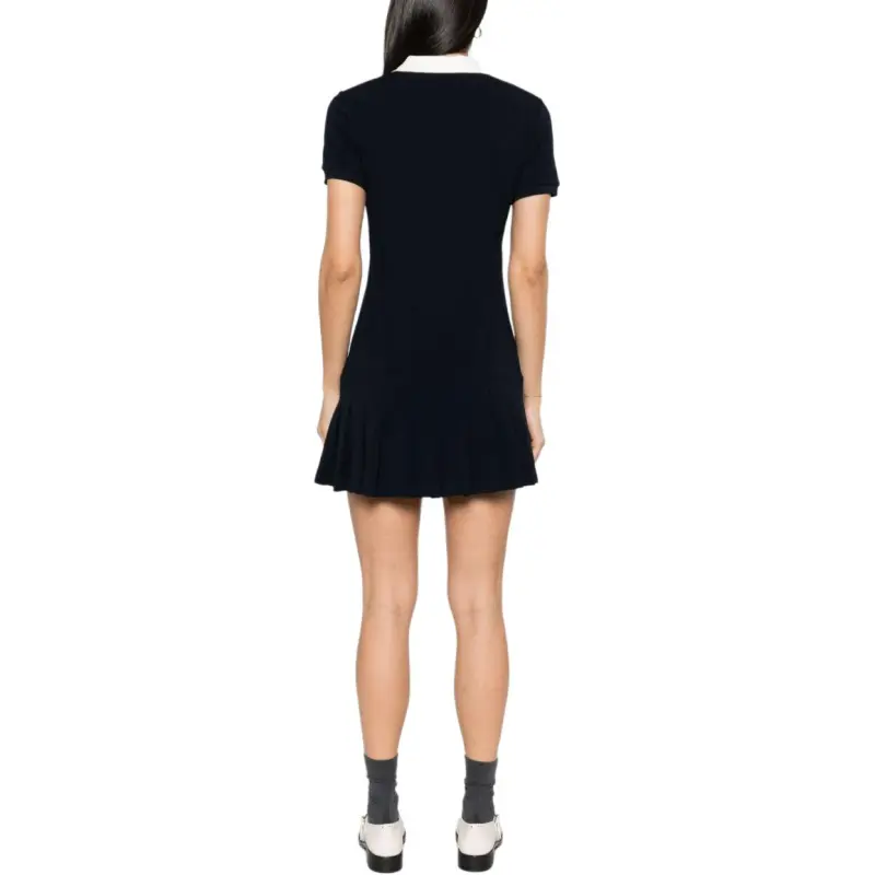 MIU MIU Logo Embroidered Short Sleeved Mini Polo Dress-2