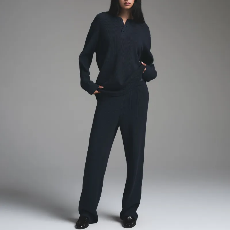 SKIMS Drop Shoulder Sleeve T Shirt Women's NAVY/Marine Blue-1
