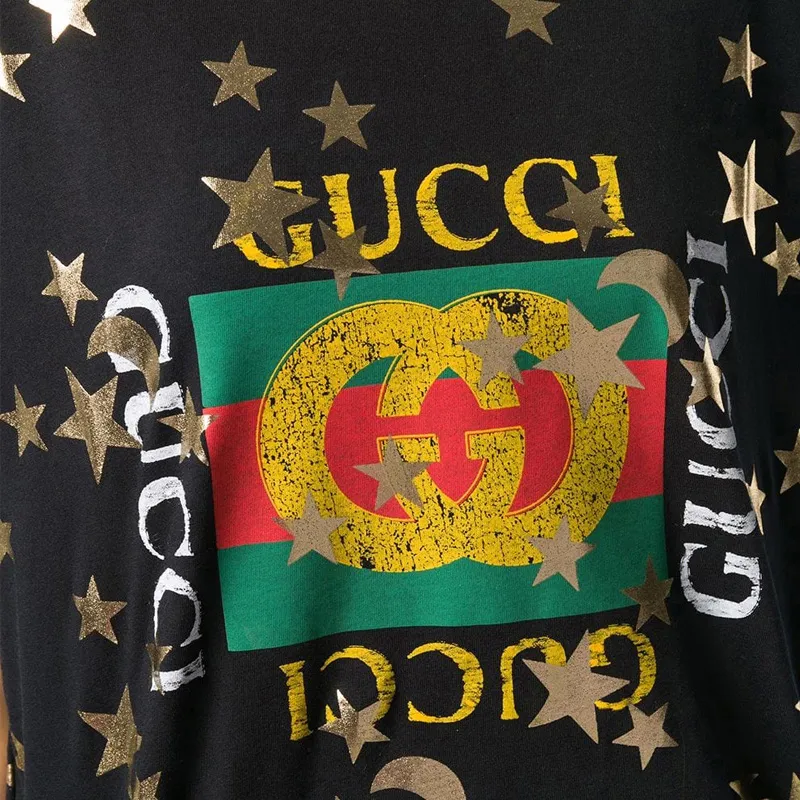 GUCCI Stars Printed T shirt Black-4