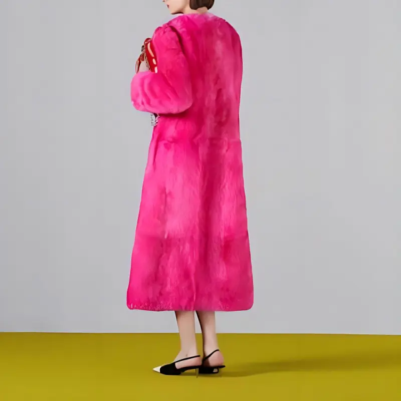 GUCCI FW23 Velvet-feel Coat Women's Peach Pink-3