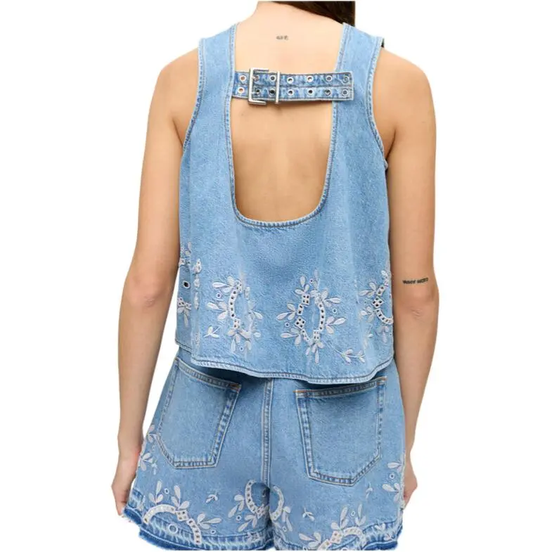 GANNI Open back Denim Top-3