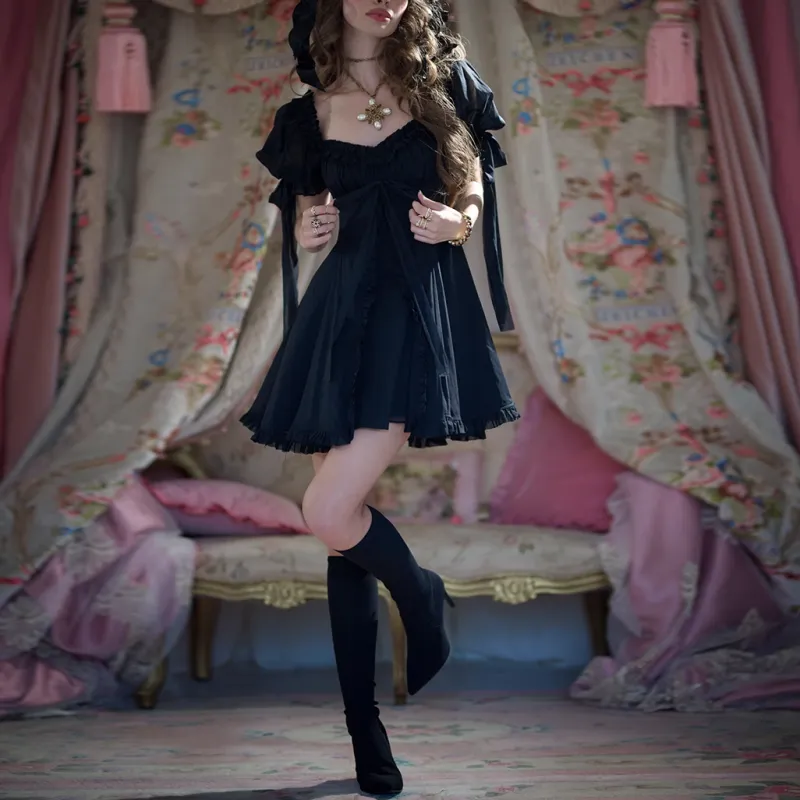 Selkie Collection FW24 Short Sleeved Dresses Women's Black-2