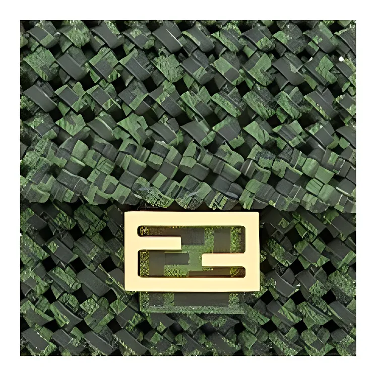 FENDI Baguette Canvas Shoulder Crossbody Handbag Medium Size Women's Green-4