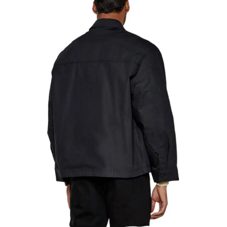 HUGO BOSS Ripstop Cotton Regular Fit Jacket With Logo Label Jackets Coats Men's Black-4