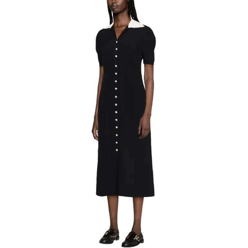 MIU MIU Embellished Short Sleeved Flared Dress-4