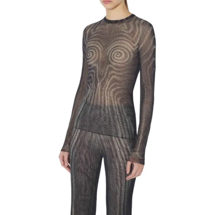 Jean Paul Gaultier Spiral print Mesh Maxi Dress-2