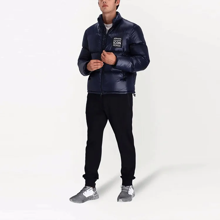 ARMANI EXCHANGE Logo-patch Zip-up Padded Down Jacket - POIZON ARMANI EXCHANGE Logo-patch Zip-up Padded Down Jacket - POIZON