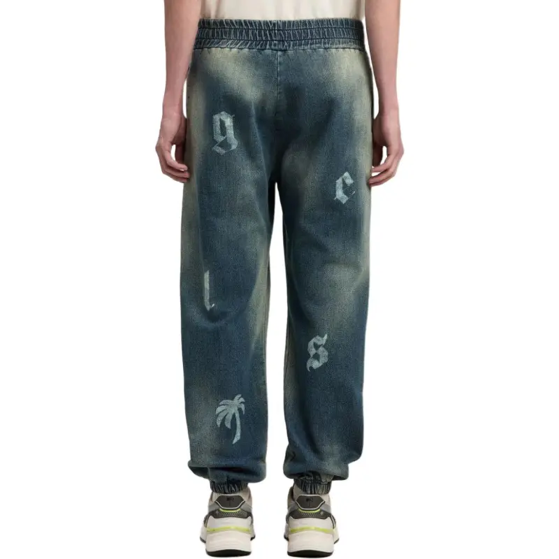 PALM ANGELS Letter Printed Elastic Waistband Jeans-4