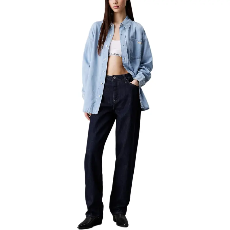 CALVIN KLEIN Shirt Europe Version Women's Light Denim Fabric-2