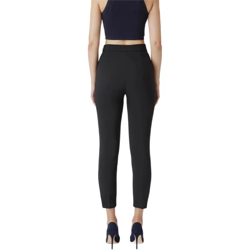 Elisabetta Franchi Straight Leg Zip Detailed Crepe Trousers-3