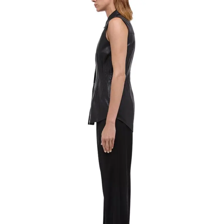 Helmut Lang Leather Waisted Dart Shirt-3