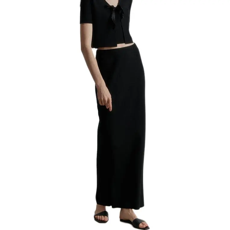 VIKTORIACHAN SS24 Knit Long Skirts Women's Black-2