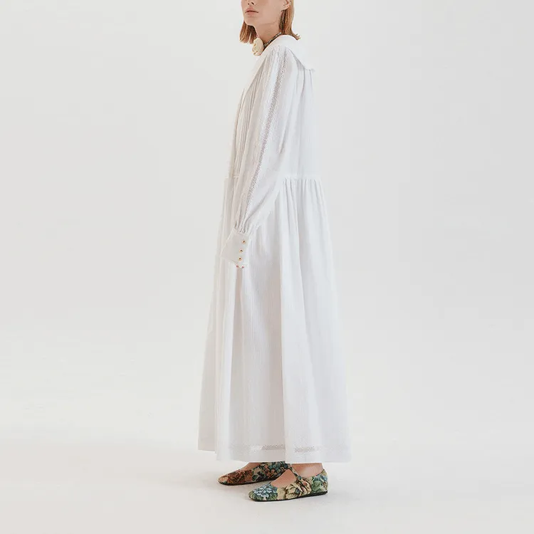 EENK Long-Sleeved Dresses Women's White-4