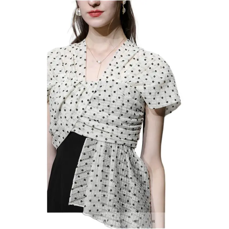 Duffy Fashion Short Sleeved Dresses Women's Polka Dot Black-2