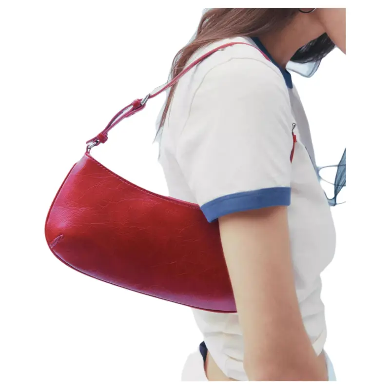 ZARA PU Shoulder Bag, Handbag, Shoulder Bag Trumpets Women's Red-3