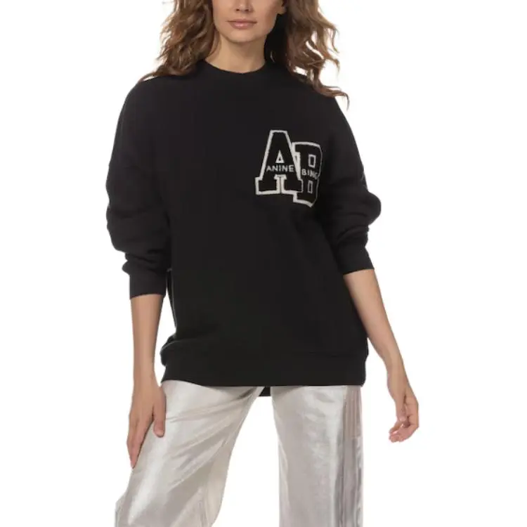 Anine Bing Miles Logo Patch Jersey Sweatshirt-3