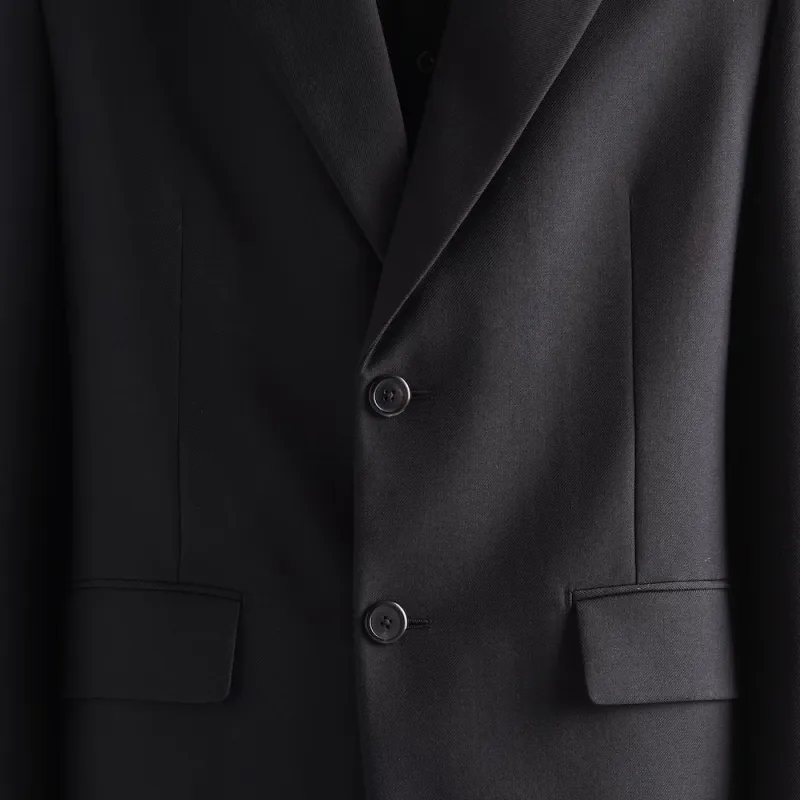 PRADA Single Breasted Wool Blend Jacket Jackets & Coats Men's Black-2