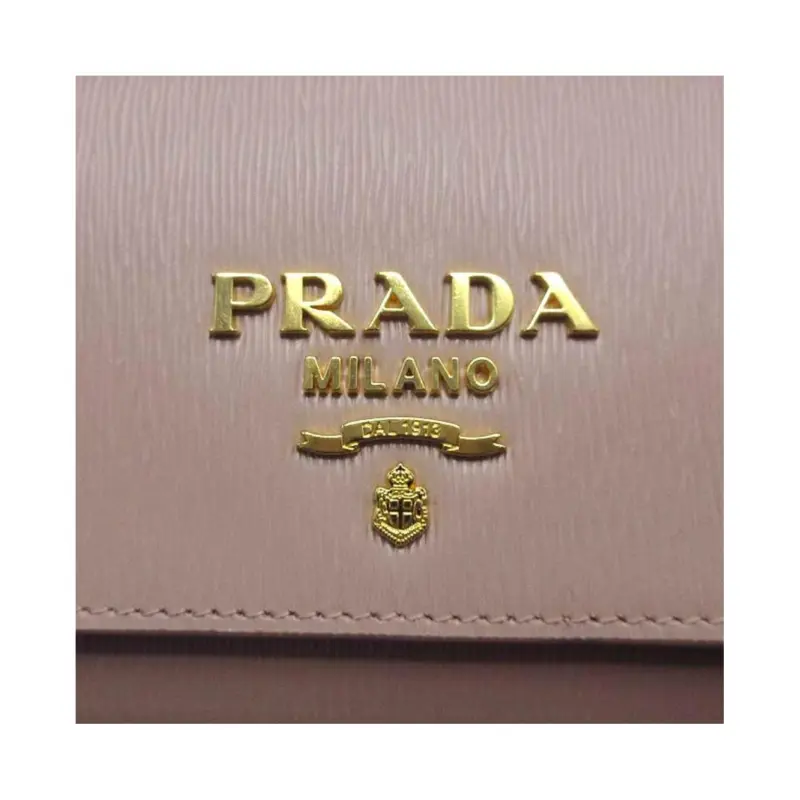 PRADA Leather Wallet Women's Pink Beige-5