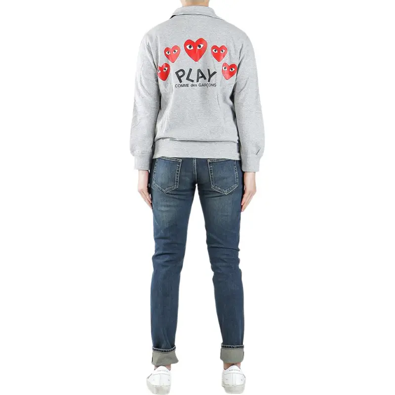 CDG Play Sweatshirt Jacket Unisex Gray-4