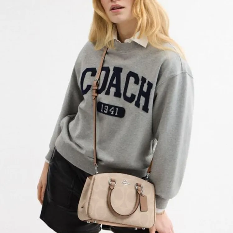 COACH Artificial Leather Shoulder Bag, Crossbody Bag, Handbag Trumpets Women's Sand Yellow & Taupe-4