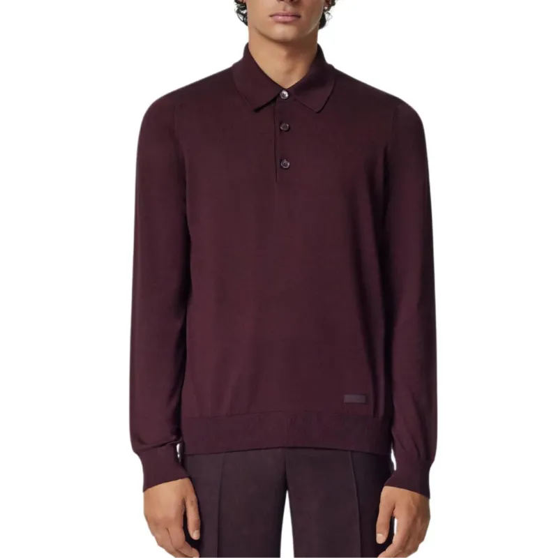 VERSACE Long Sleeved Knitted Polo Shirt-2