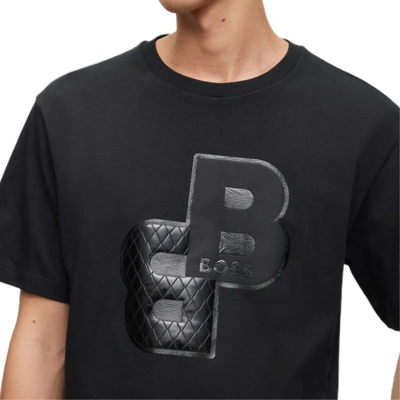 HUGO BOSS Crew Neck Short-Sleeved T-Shirts Men's Black-3