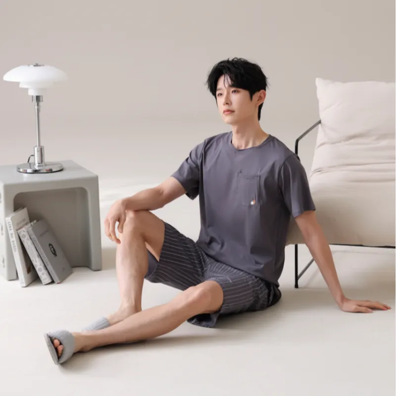 HUADAOJI Pajama Set Men's Dark Gray-5