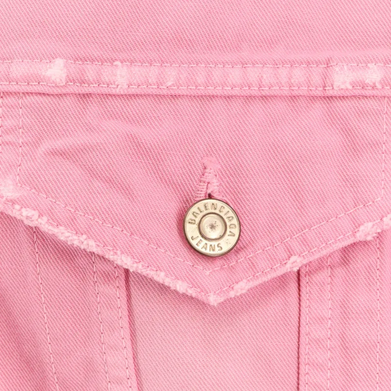 Balenciaga Logo Embroidered Distressed Denim Jacket-4