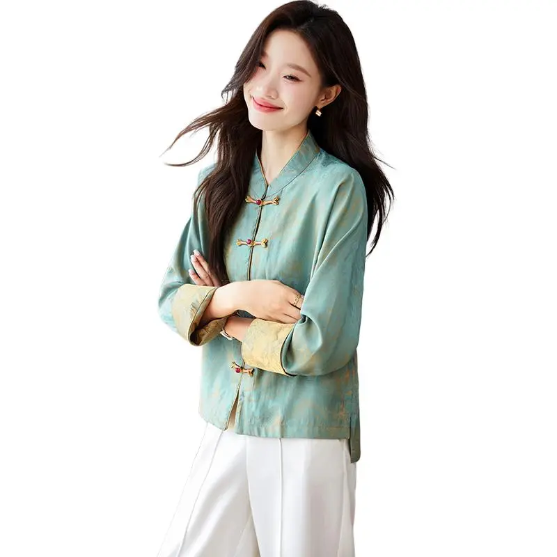 Yi Mengyuan Cropped Coat Jacket Women's Sky Blue-2