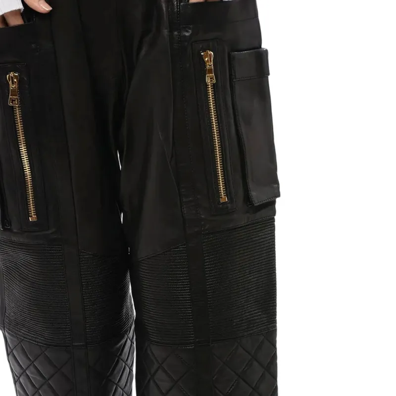 BALMAIN Leather High waisted Trousers-3