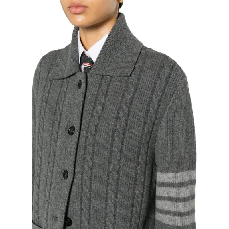 THOM BROWNE Cable knit Bomber Jacket-4